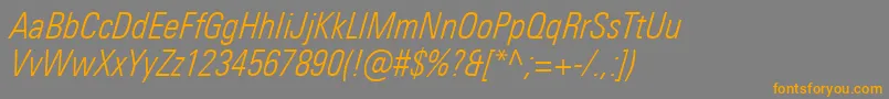 フォントUniversNextProLightCondensedItalic – オレンジの文字は灰色の背景にあります。
