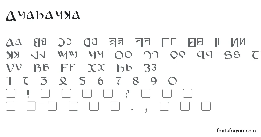 Schriftart Anayanka – Alphabet, Zahlen, spezielle Symbole