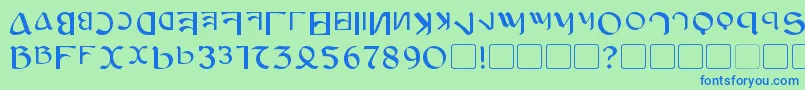 フォントAnayanka – 青い文字は緑の背景です。