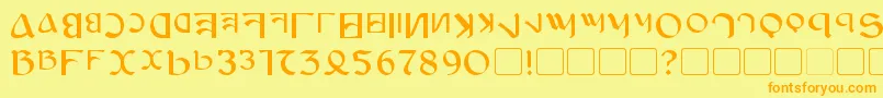 フォントAnayanka – オレンジの文字が黄色の背景にあります。