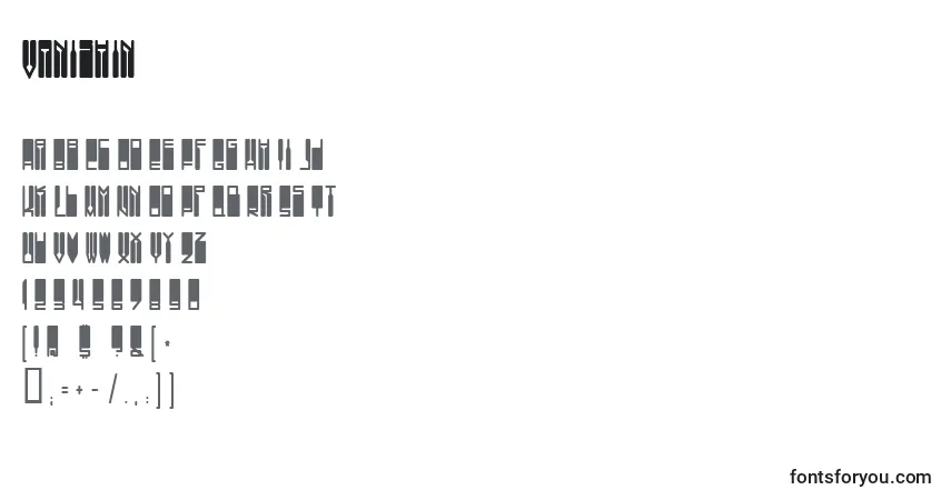 Шрифт Vanishin – алфавит, цифры, специальные символы
