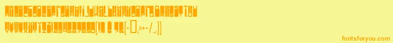 フォントVanishin – オレンジの文字が黄色の背景にあります。