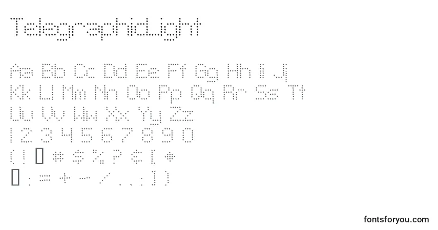 A fonte TelegraphicLight – alfabeto, números, caracteres especiais