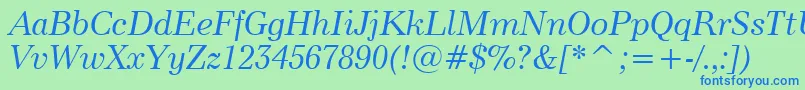 Modern880ItalicBt Font – Blue Fonts on Green Background