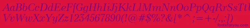 Modern880ItalicBt Font – Purple Fonts on Red Background