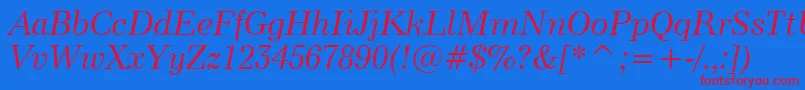 Modern880ItalicBt Font – Red Fonts on Blue Background
