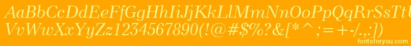 Modern880ItalicBt Font – Yellow Fonts on Orange Background