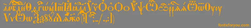 フォントStarouspenskayaIeucs – オレンジの文字は灰色の背景にあります。