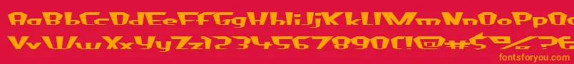 フォントFluorideBeings – 赤い背景にオレンジの文字