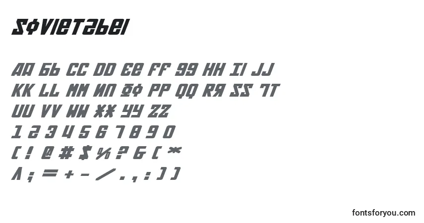 Soviet2bei-fontti – aakkoset, numerot, erikoismerkit