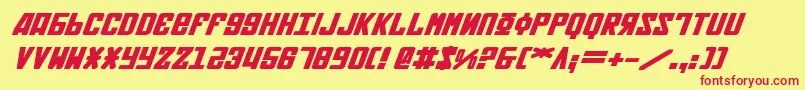 Soviet2bei-Schriftart – Rote Schriften auf gelbem Hintergrund