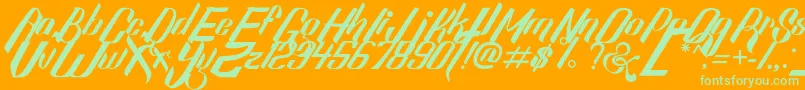 SexyShoutFreeFont-Schriftart – Grüne Schriften auf orangefarbenem Hintergrund