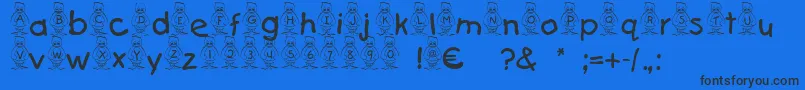 Pingu Font – Black Fonts on Blue Background