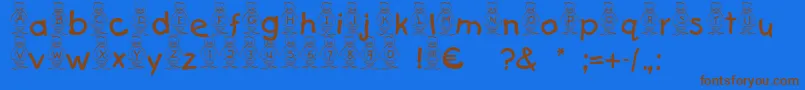 Fonte Pingu – fontes marrons em um fundo azul