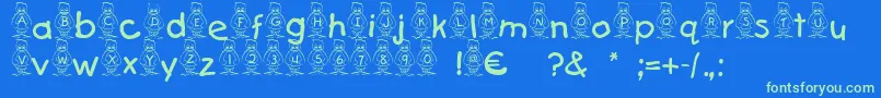 Pingu Font – Green Fonts on Blue Background