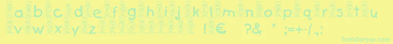Pingu-fontti – vihreät fontit keltaisella taustalla