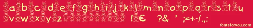 Pingu-Schriftart – Gelbe Schriften auf rotem Hintergrund