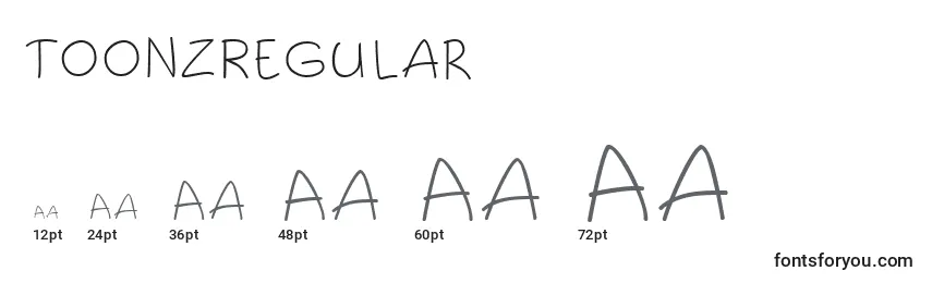 ToonzRegular Font Sizes