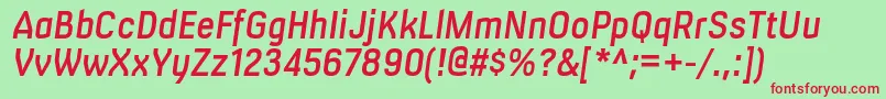 MilibussbItalic Font – Red Fonts on Green Background