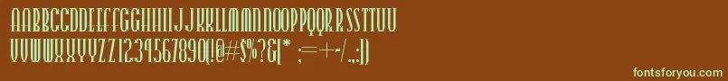 フォントPointswestnf – 緑色の文字が茶色の背景にあります。