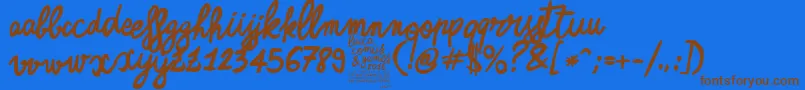 ZerocalcareScriptBold Font – Brown Fonts on Blue Background