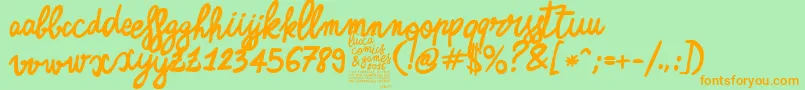 ZerocalcareScriptBold Font – Orange Fonts on Green Background
