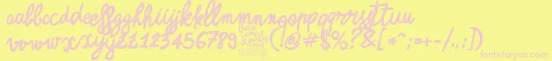 ZerocalcareScriptBold Font – Pink Fonts on Yellow Background