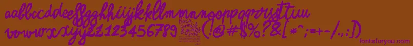 ZerocalcareScriptBold Font – Purple Fonts on Brown Background