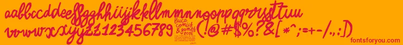 Fonte ZerocalcareScriptBold – fontes vermelhas em um fundo laranja