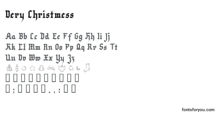 A fonte Very Christmess – alfabeto, números, caracteres especiais