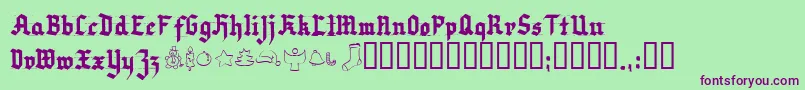 Very Christmess Font – Purple Fonts on Green Background