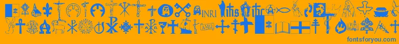 Christendom Font – Blue Fonts on Orange Background