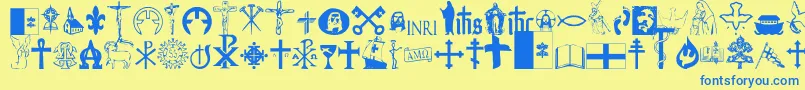 Weitere Informationen zur Christendom-Schriftart Christendom-Schriftart – Blaue Schriften auf gelbem Hintergrund