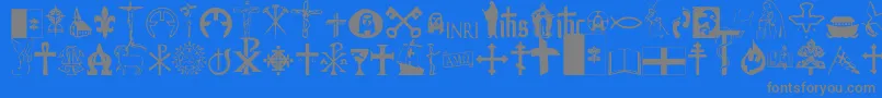 フォントChristendom – 青い背景に灰色の文字