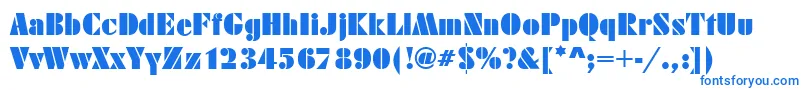 フォントDecoblackRegular – 白い背景に青い文字