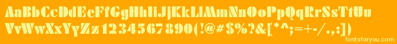 Шрифт DecoblackRegular – жёлтые шрифты на оранжевом фоне