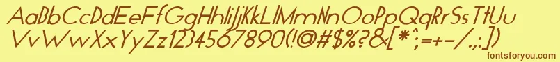 Fonte GloItalic – fontes marrons em um fundo amarelo