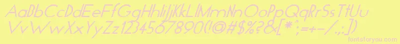 GloItalic Font – Pink Fonts on Yellow Background