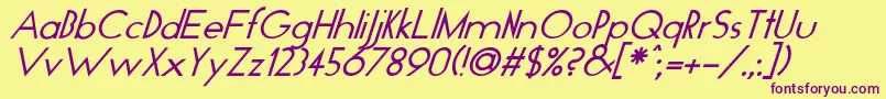 GloItalic Font – Purple Fonts on Yellow Background