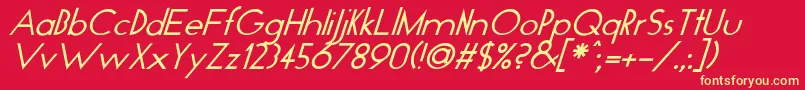 GloItalic Font – Yellow Fonts on Red Background