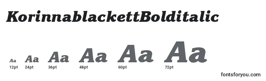 Размеры шрифта KorinnablackettBolditalic