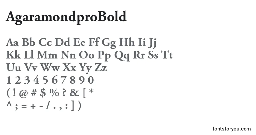 Czcionka AgaramondproBold – alfabet, cyfry, specjalne znaki
