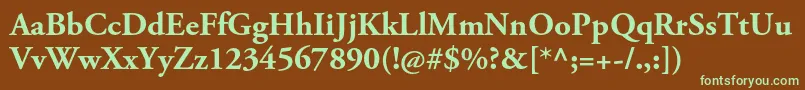 AgaramondproBold-fontti – vihreät fontit ruskealla taustalla
