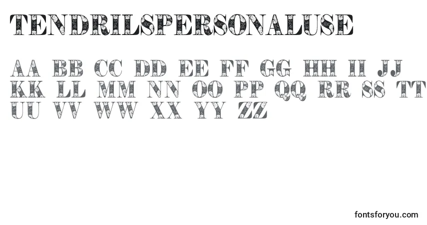 A fonte Tendrilspersonaluse (82809) – alfabeto, números, caracteres especiais