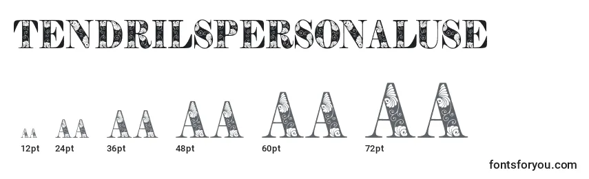 Размеры шрифта Tendrilspersonaluse (82809)