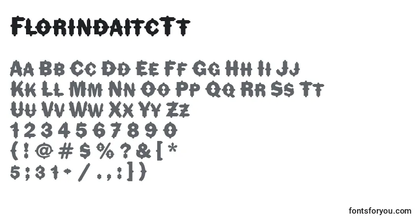 FlorindaitcTt-fontti – aakkoset, numerot, erikoismerkit
