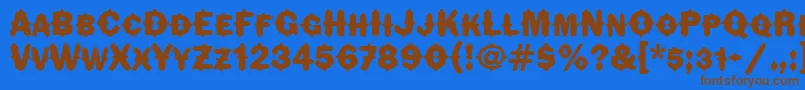 FlorindaitcTt-Schriftart – Braune Schriften auf blauem Hintergrund
