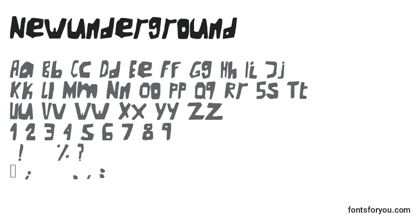 Newunderground-fontti – aakkoset, numerot, erikoismerkit