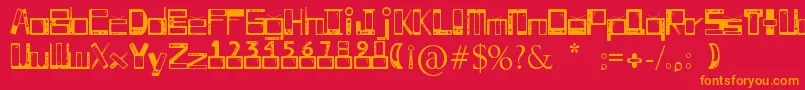 フォントTelesillas – 赤い背景にオレンジの文字