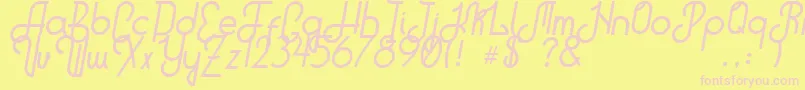 HitchhikerB-fontti – vaaleanpunaiset fontit keltaisella taustalla